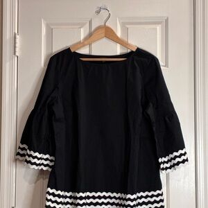 Talbots Black Top with White Chevron Accents
